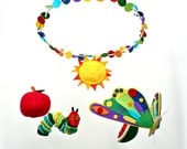 Baby mobile - Inspired by The Very Hungry Caterpillar - nursery decor - felt butterfly - felt fruit - felt caterpillar