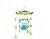 Musical Owl mobile - woodland - baby mobile - You can pick your own colors - cyan, gray, green - nursery decor