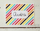 Personalized Stationery Bright Colorful Stripes Custom Stationary Colorful Stripes Note Cards Teacher Gift Bridesmaid Gift - Set of 10
