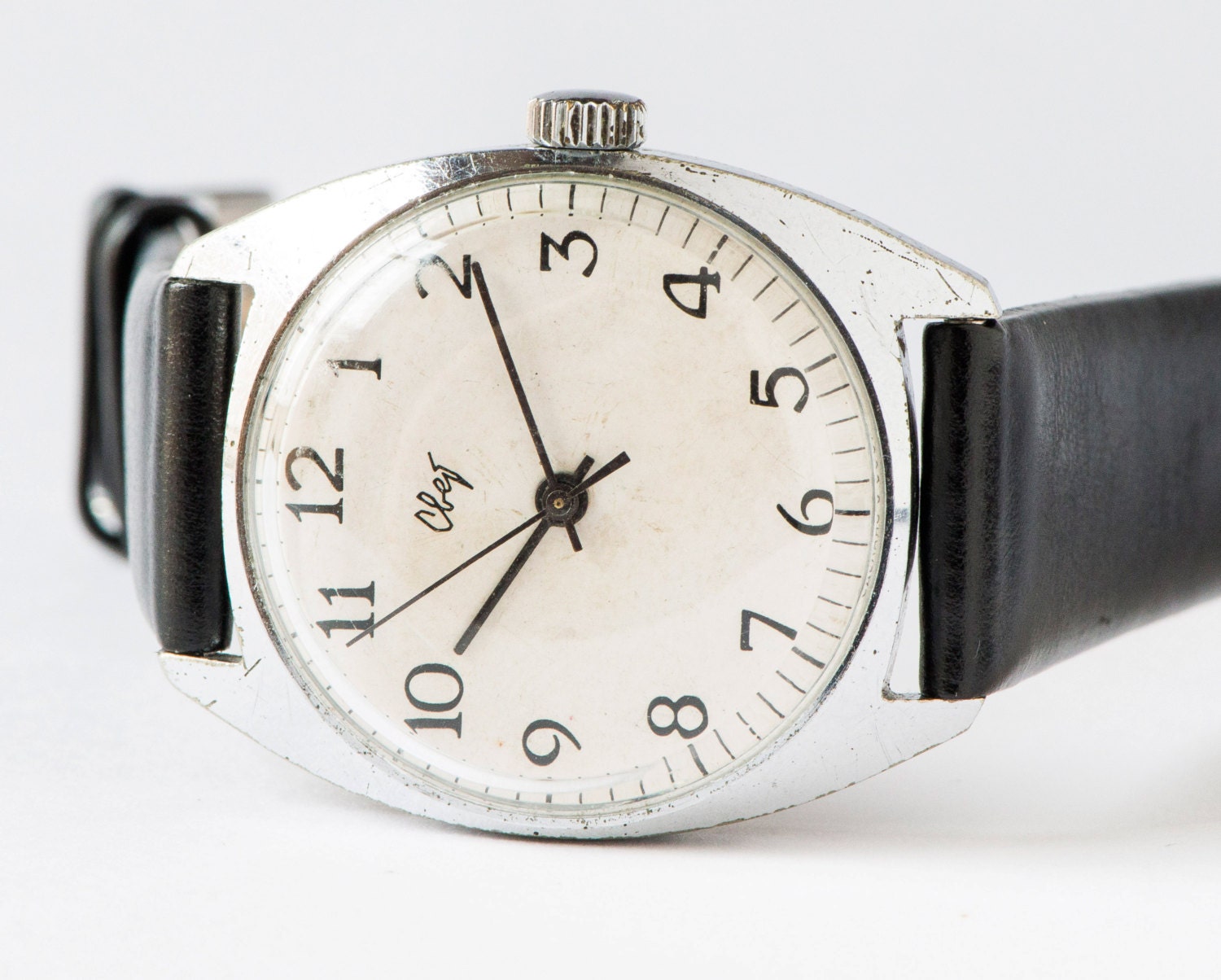 Classical Soviet wrist watch Svet men's watch silver, black tones watch rare