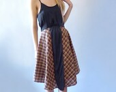 SALE: Plaid Panel Dress- Wine, Sandwashed Black, Size Small