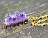 Rare Amethyst Druzy Slice Necklace