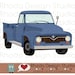 Blue Vintage Pickup Truck Stamp Digital Clip Art Retro