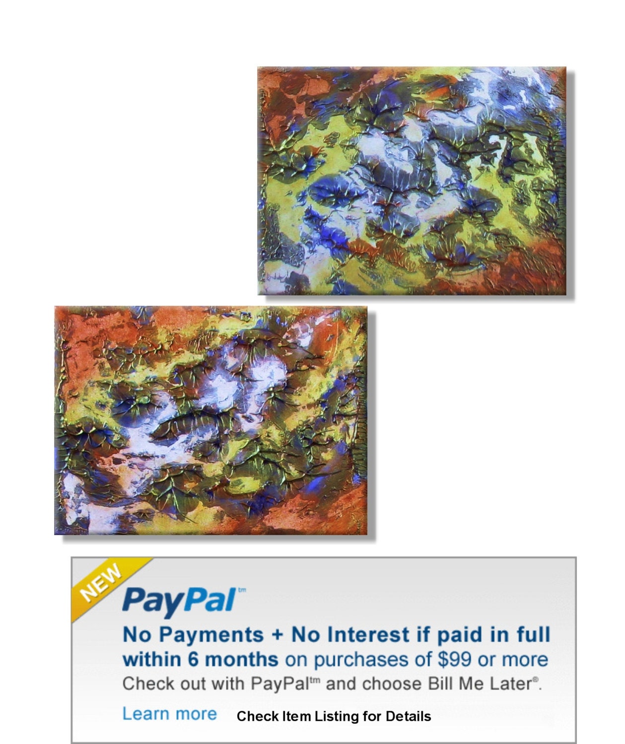 2 Metallic Textured Abstracts. Original Modern Abstract Handpainted Acrylic Thick 3d Texture Impasto Palette Knife Paintings.12 x 16 each