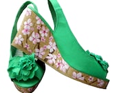 CLEARANCE: Women's Size 7 Painted Shoes, Japanese Cherry Blossom
