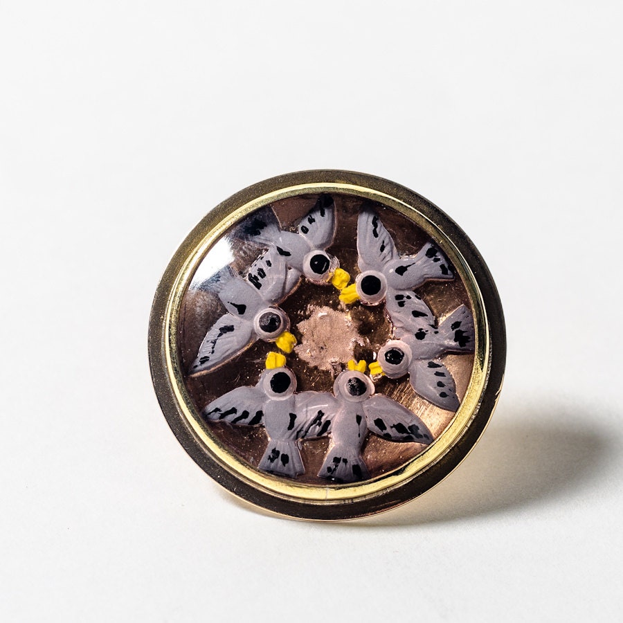 Birds in Flight Ring - Rose