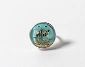 Wanderlust Ring - Nautical Ship, Teal