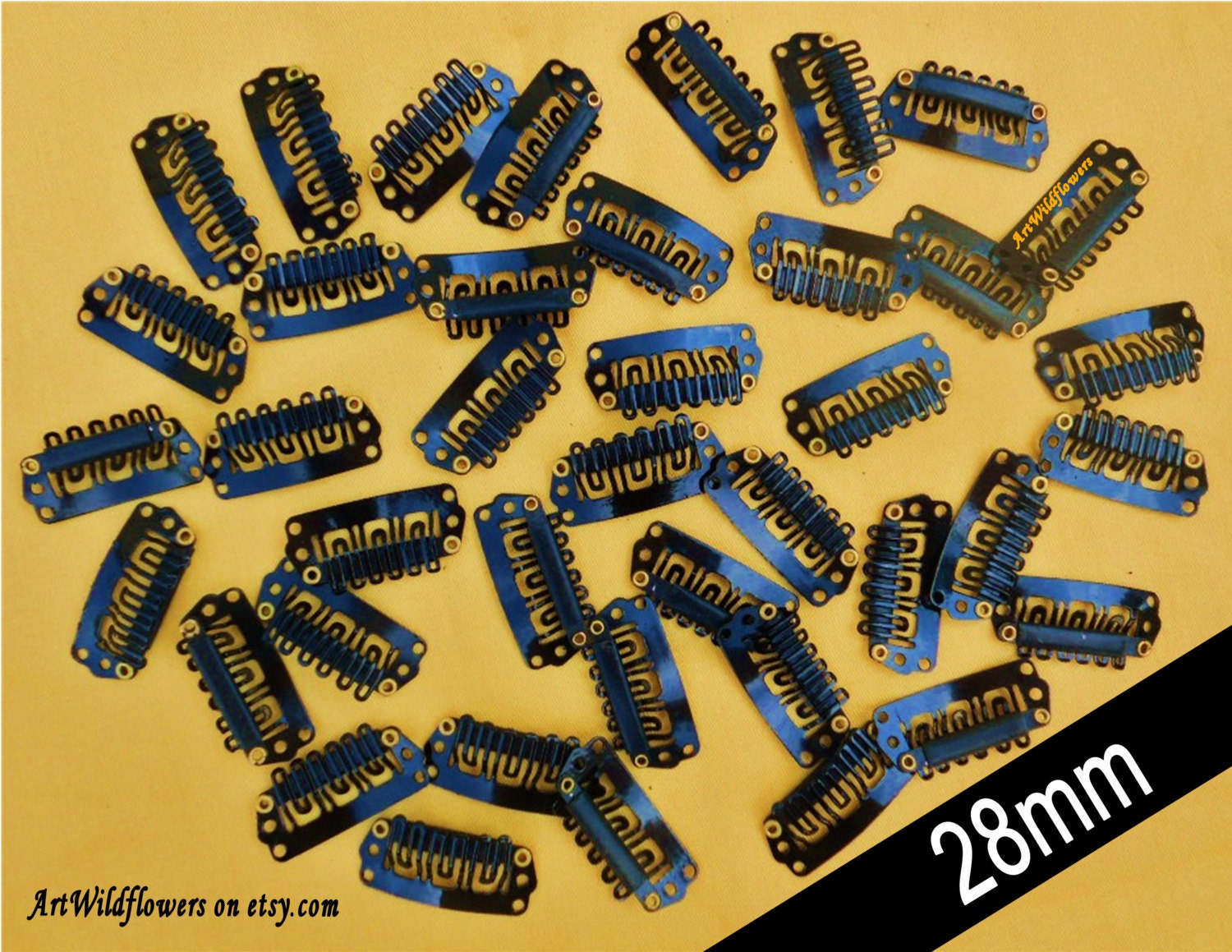 40 Black Weft  Clips - 28mm Discount Weft Clips