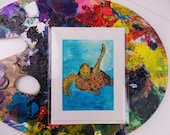 Sea Turtle Greeting Card 5x7 Original Art Print Ocean greeting card Handmade Card