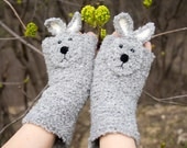 RABBIT FINGERLESS GLOVES (Grey) - Free Shipping Worldwide