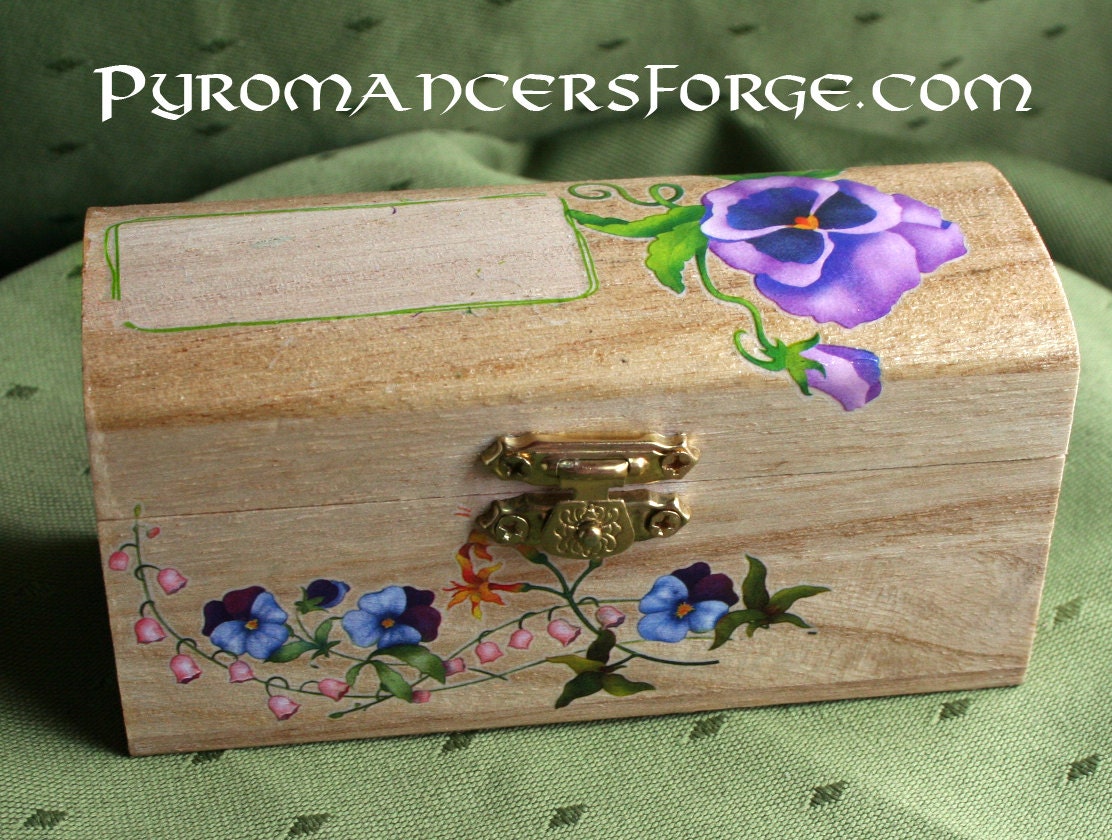 Personalized Violet Decoupage Wooden Trinket Box