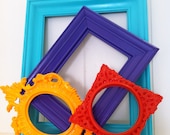 Ornate Empty Frame Collection Set, Bright and Chic, Upcycled Home Decor, Funky Vintage Style Frames