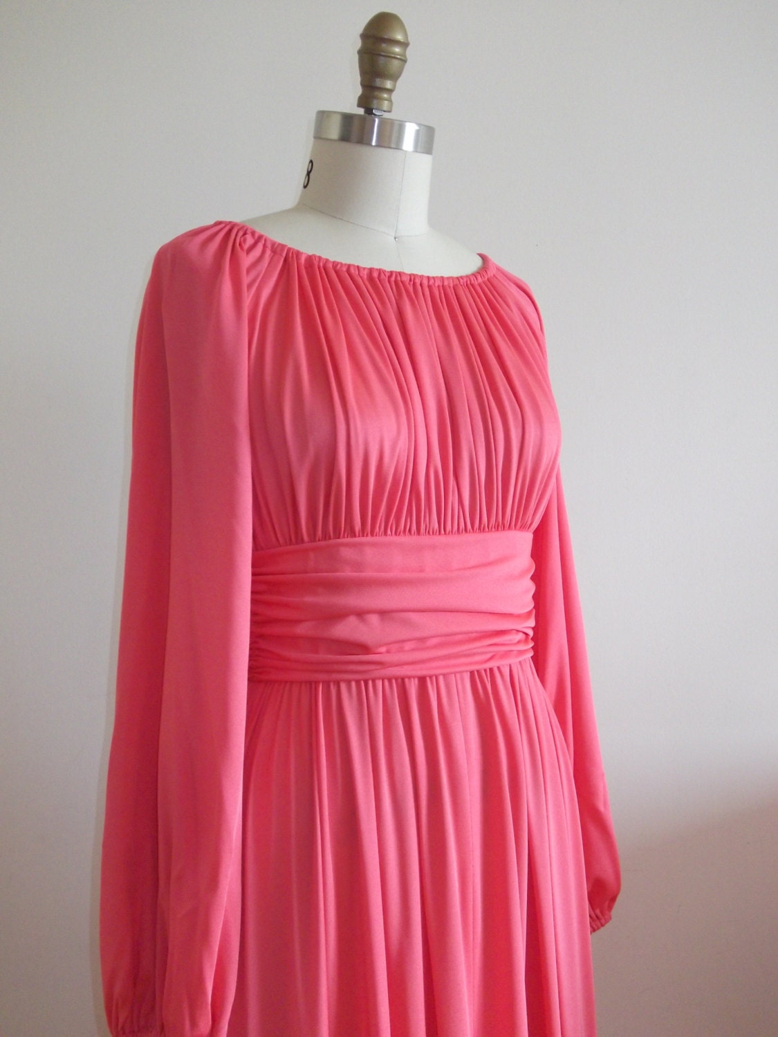 Pink Flamingo Maxi Dress /// 70's Vintage