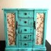 Elagant Hand Painted Baby Blue Wooden Jewelry Box