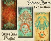 India and Hindu 1 x 2 inch (25mm x 50mm) Domino Digital Collage Sheet - Printable Download - Jewelry, Scrapbook, Rectangle
