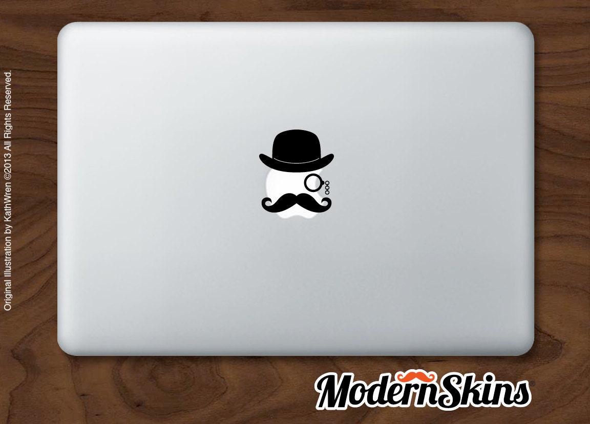Laptop Mustache and Monocle - FREE SHIP