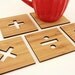 Basic Math Signs Coasters, Set of 5 in Amber Bamboo Wood