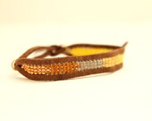 SALE ombre copper to yellow gradient loom woven seed bead bracelet