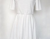 Simple and Elegant White Jersey Casual Style Pleated Handmade Dress fit for S / M sized Women