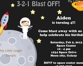 Astronaut Birthday Invitation, DIY Printable 4x6