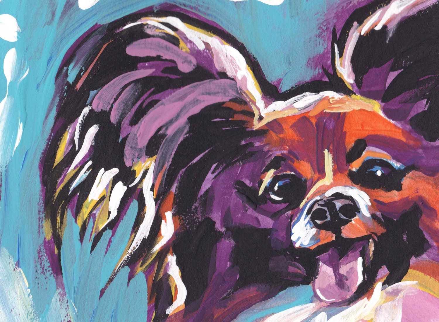 Papillon dog art print of pop art painting bright colorful portrait 13x19" LEA