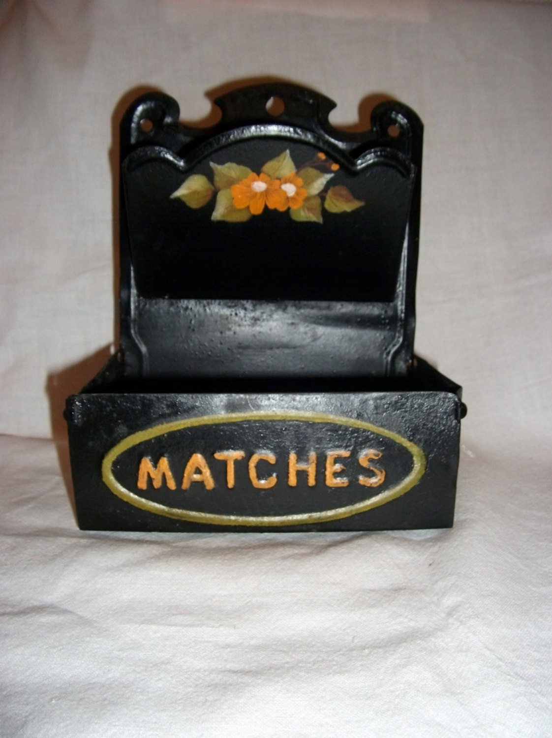 Vintage Tin Match Safe Wall Hanging Matchbox Holder Only 9 USD