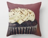 Cupcake Pillow cover - 16x16 pillow case - cupcake accent pillow case - cupcake pillow case - red velvet cupcake - girly pillow cover