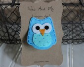 Blue & Aqua Owl - Felt Pacifier Clip - Handmade Baby Boy Accessories