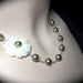 Pearl necklace - White Rose - Cabochon - Green Pearls - Sterling silver - Wire wrapped - Bridal jewelry - Gift -