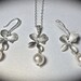 Bridal jewelry - Orchid and white pearl Necklace and Earring SET- Sterling silver - Formal and Classy -