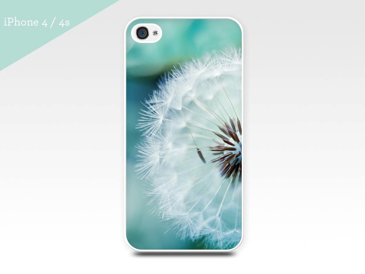iphone 4 case 4s 5 dandelion photography teal botanical art iphone case photo cover cell phone nature photography iphone 5 case 4 4s blue