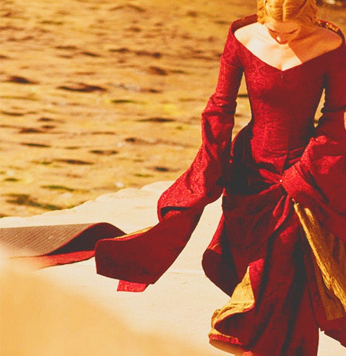 Costume Cersei Lannister Corset red gown dress fantasy medieval renaissance handmade game of thrones - valchiria