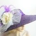 Wide Brim Purple Hat, Purple and Cream Hat, Kentucky Derby Hat, Garden Party Hat or Victorian Tea Party
