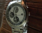 HOT Vintage Seiko Chronograph daytona style white face with black dials very cool stainless steel case and band free US shipping