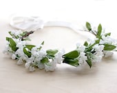 Bridal Hair Crown, White Blossoms Floral Crown. Whtie Flowers, Bridal headpiece, Woodland. Weddings, Spring, Flower Crown, Summer