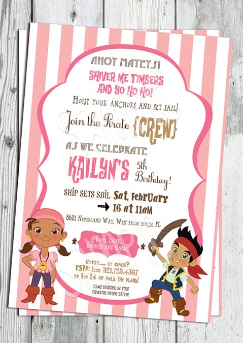 Jack And The Never Land Pirates Themed Invitation Wording