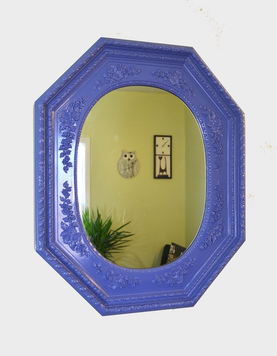 Vintage Large Rectangle Ornate periwinkle Mirror Frame