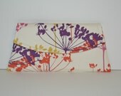 Cream Floral Clutch with Purple, Pink, Yellow and Orange - Flower Clutch - Queen Anne's Lace Clutch