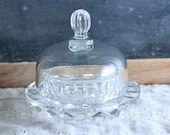 Vintage Butter Glass Dish Dome Lid Jelly Salt Elegant Shabby Chic Kitchen Breakfast In Bed