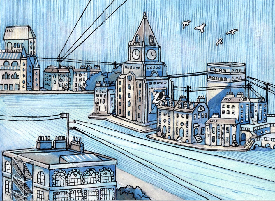 City of Wires Original Pen and Ink Illustration