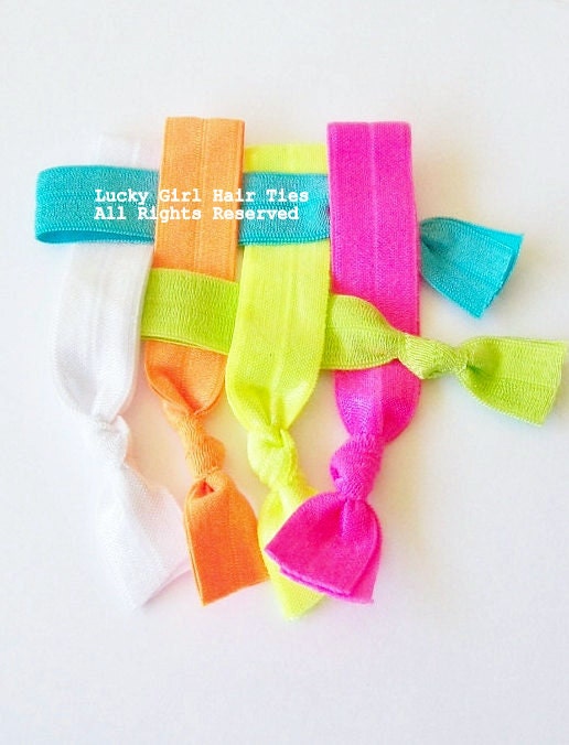 6 Hair Ties - Cool Neon by Lucky Girl