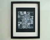 Alphabet Art Print, Letterpress Style, 8 x 10, Chalk Hand Lettering Chalkboard