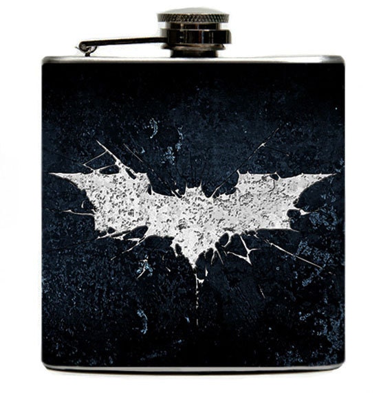 Batman Logo Dark Knight Rises Liquor Drinking Flask Gift 6oz