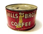 Vintage 1930s Hills Bros Red 1 Lb Coffee Tin Coffee Can