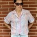 Women's Vintage Hipster Plaid Short Sleeve Pastel Button Down Size SM/M/LG