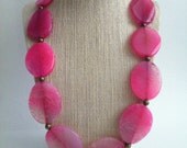 Flamingo Singletini II- Hot Pink Fire Agate Slice Necklace