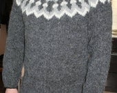 Mens sweater with zipper, handknitted, made of Icelandic wool, made to order.