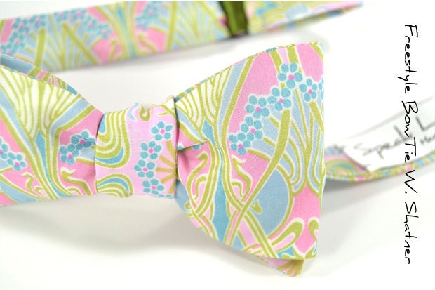 Wedding Mens Bow Tie William Shatner - Pink, Green and Blue