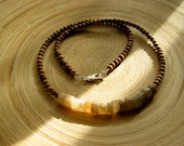 Simple moonstone and sandalwood mala necklace with 108 sandalwood beads // yoga necklace