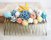 Shabby Chic Hair Comb Wedding Hair Comb Bridal Head Piece Bird Hair Piece Bridesmaids Hair Comb Peach Dusk Blue Pink Hair Comb White Ivory